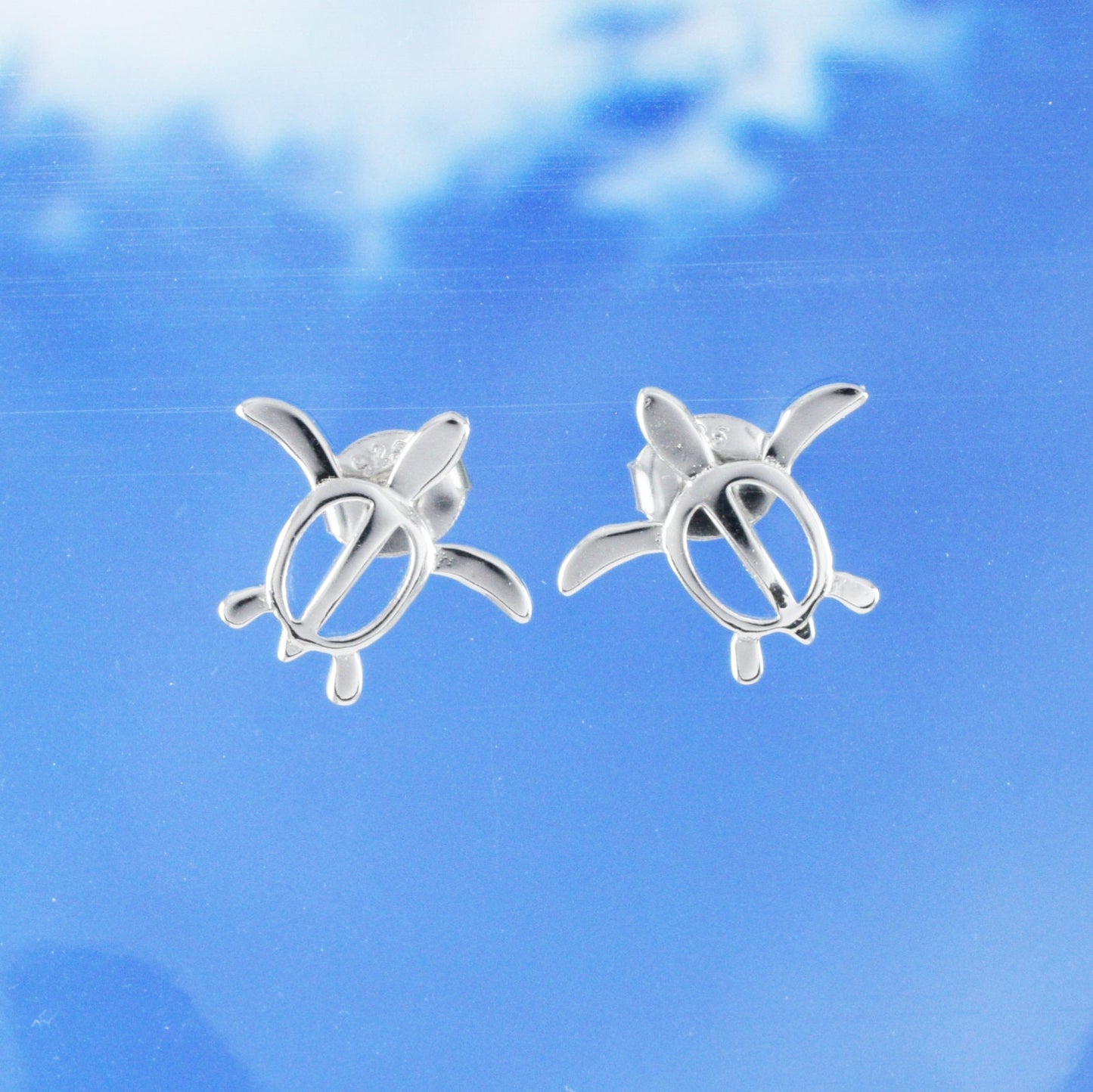 Hawaiian Sea Turtle Earrings, Sterling Silver Turtle Petroglyph Stud Post Earrings, Hawaiian Jewelry Christmas Present, Birthday Gift