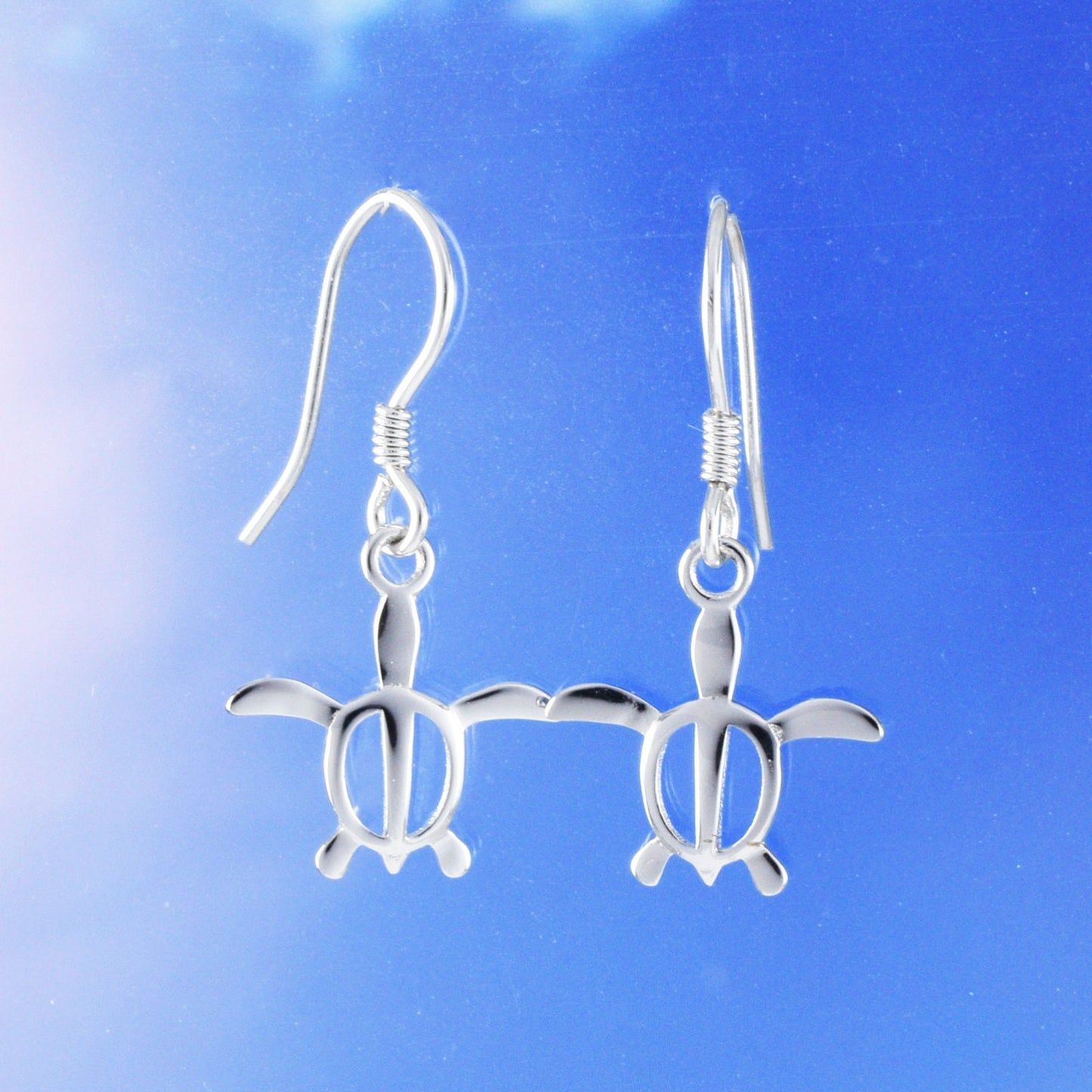 Hawaiian Sea Turtle Earrings, Sterling Silver Turtle Petroglyph Dangle Earrings, Hawaiian Jewelry, Christmas Anniversary Birthday Gift