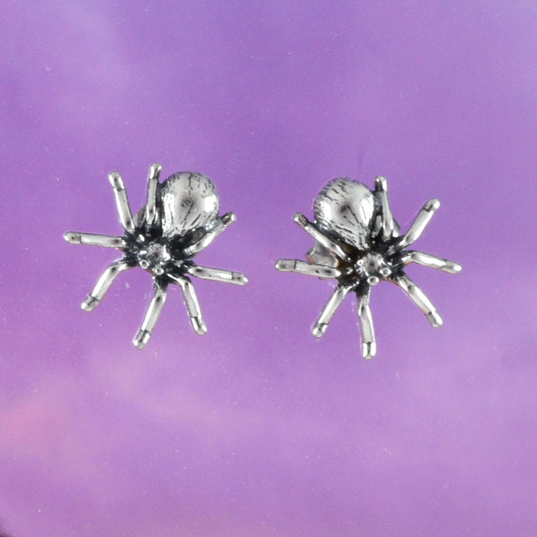 Silver Spider Earrings, Sterling Silver Spider Stud Earrings, E8315 Birthday Mom Wife Mother Gift, Texan Jewelry