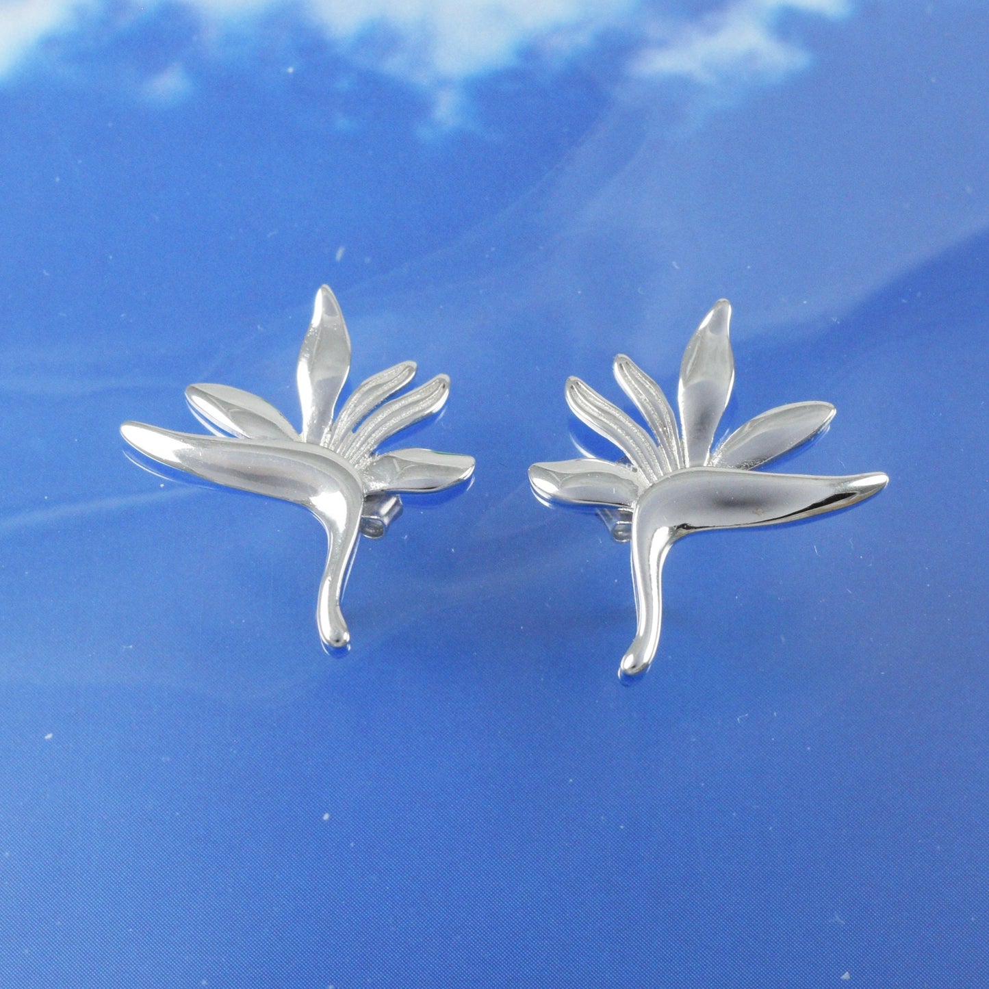 Hawaiian Bird of Paradise Earrings, Sterling Silver Bird of Paradise Stud Earrings, Christmas Present, Anniversary Gift Birthday Gift