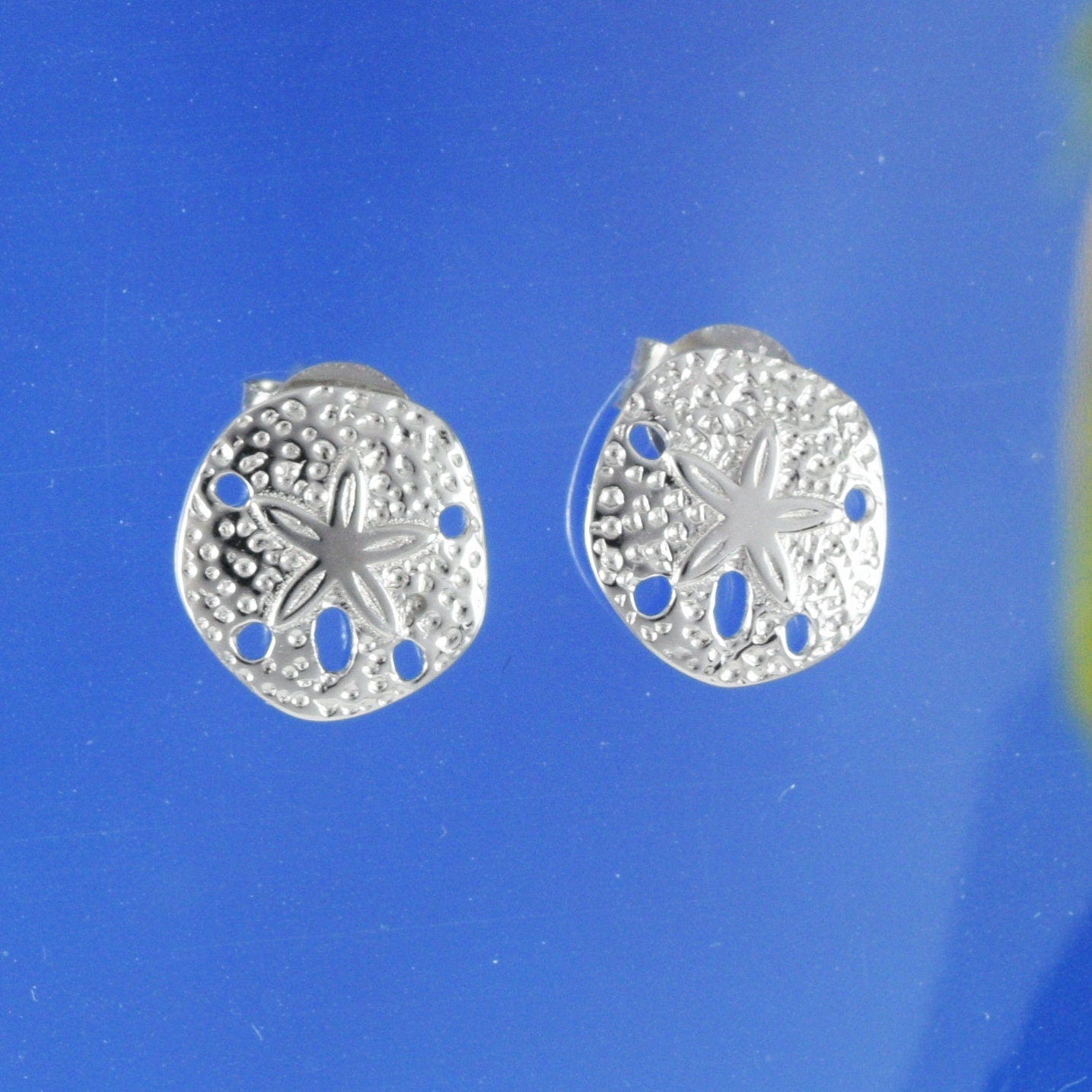 Hawaiian Sand Dollar Earrings, Sterling Silver Sand Dollar Stud Earrings, Hawaiian Jewelry, Christmas Mom Birthday Gift