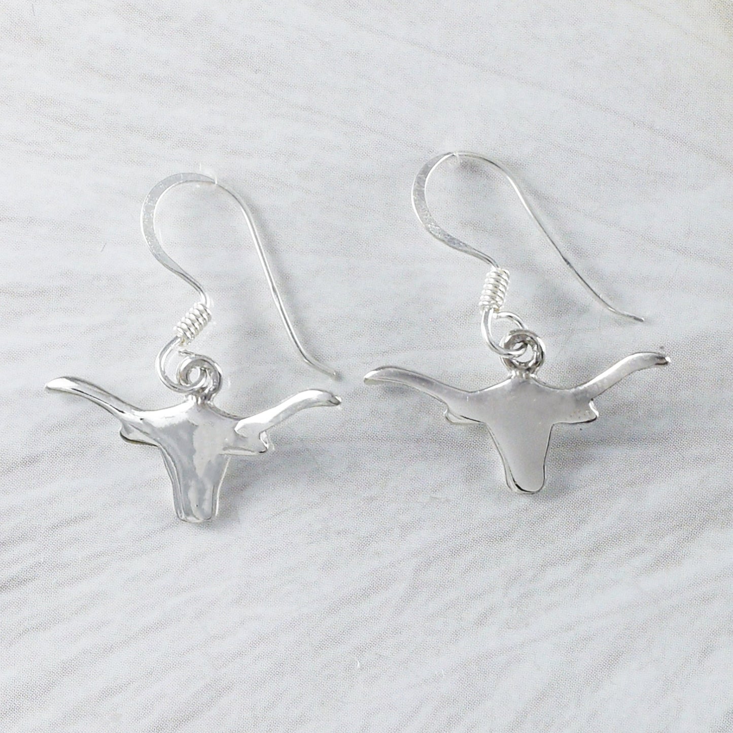 Texan Longhorn Earring, Sterling Silver Longhorn Dangle Earring, E8497 Birthday Wife Mom Mother Gift, Texan Jewelry