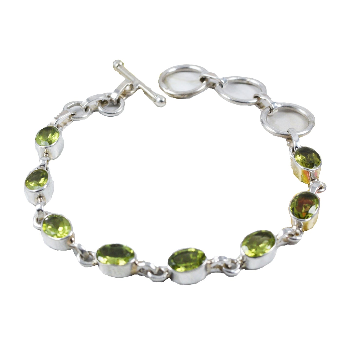 Hawaiian Genuine Green Peridot Bracelet, Sterling Silver Oval Cut Peridot Bracelet, Christmas Anniversary Birthday Mom Gift