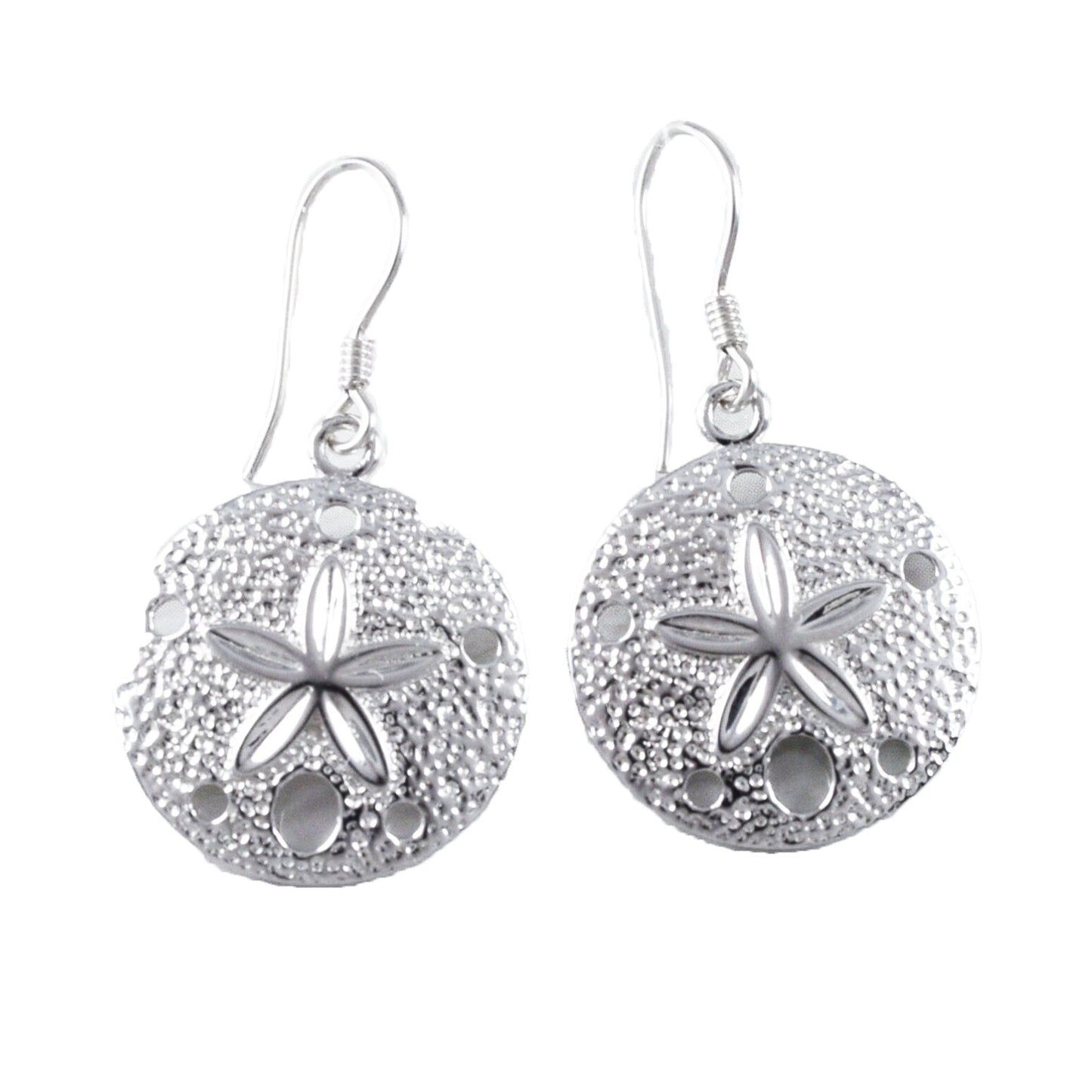 Hawaiian Large Sand Dollar Earrings, Sterling Silver Sand Dollar Dangle Earrings, Hawaiian Jewelry, Christmas Anniversary Birthday Gift