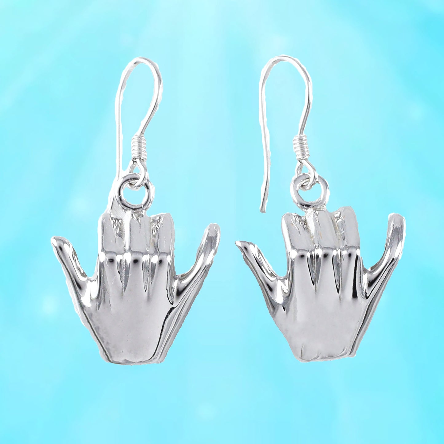 Hawaiian Large 3D Shaka Hang Loose Earrings, Sterling Silver Hang Loose Dangle Earrings, Hawaiian Jewelry, Christmas Anniversary Birthday Gift