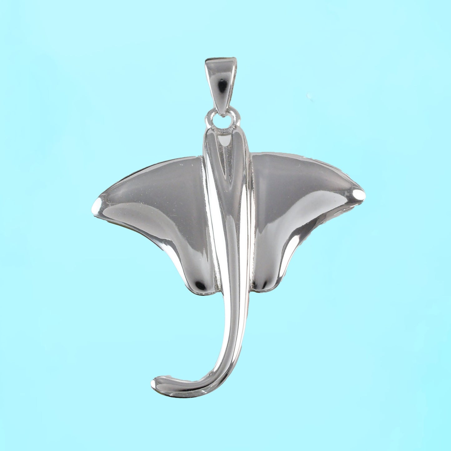 Hawaiian Large Stingray Pendant, Sterling Silver Sting Ray Pendant, Hawaiian Jewelry, Christmas Anniversary Mom Birthday Gift