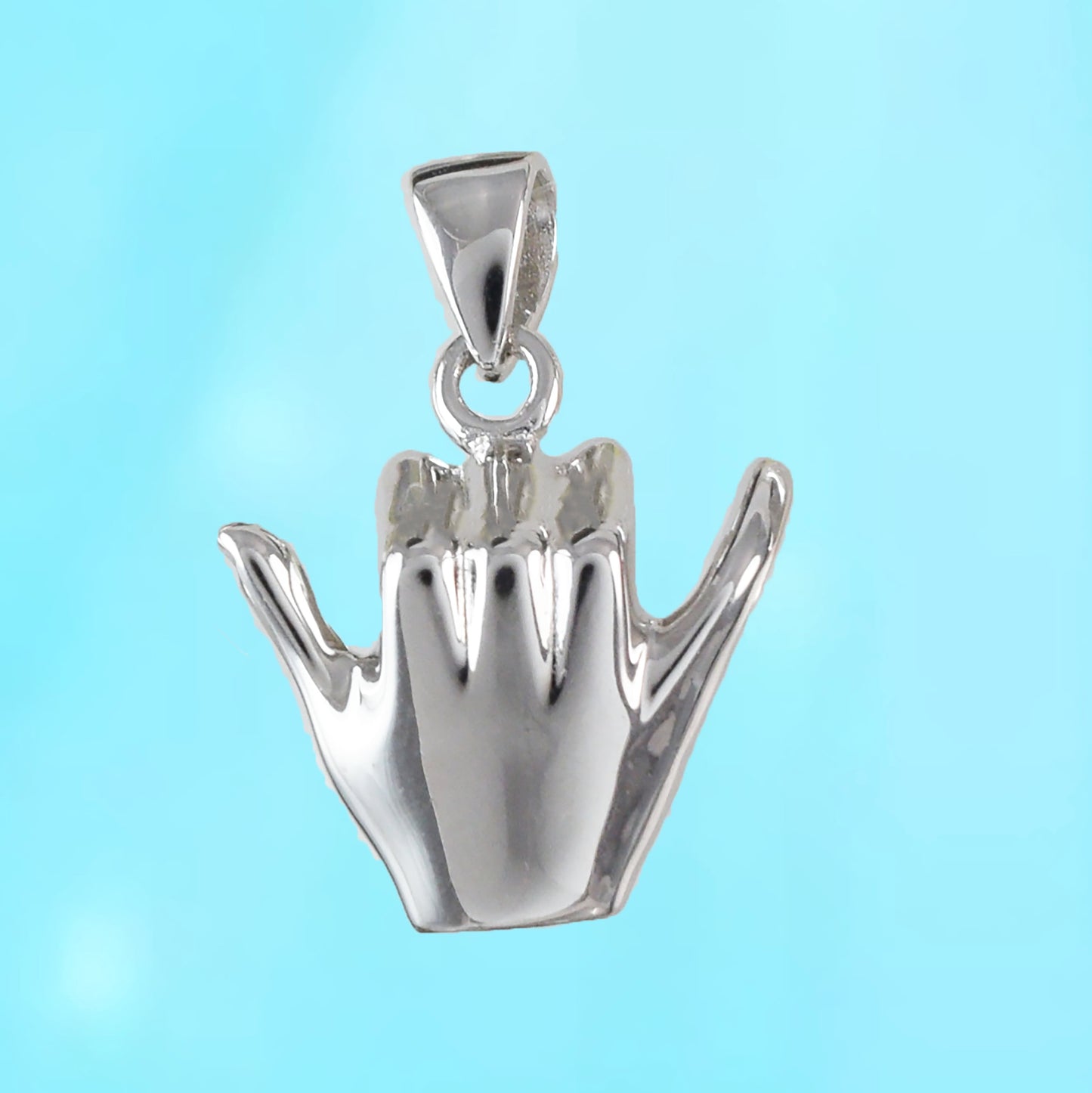 Hawaiian 3D Hang Loose Pendant, Sterling Silver Hang Loose, Shaka Sign 3D Pendant, Hawaiian Jewelry Christmas Present Birthday Gift