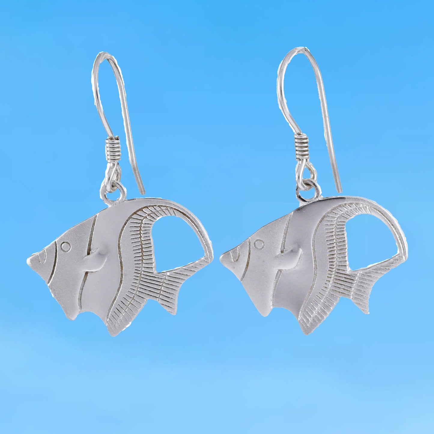Hawaiian Angel Fish Earrings, Sterling Silver Angel Fish Dangle Earrings, W4147 Mother Birthday Mom Wife Gift