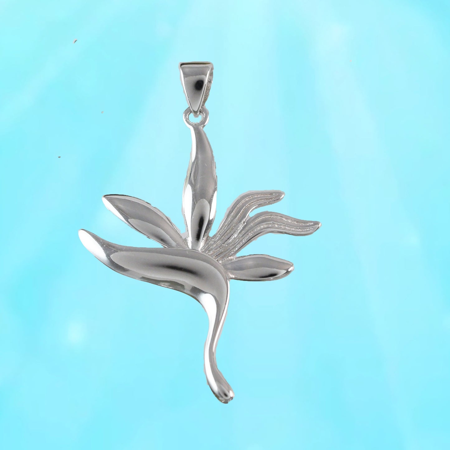 Hawaiian X-Large Bird of Paradise Pendant, Sterling Silver Bird of Paradise Pendant, Hawaiian Jewelry, Christmas Birthday Gift