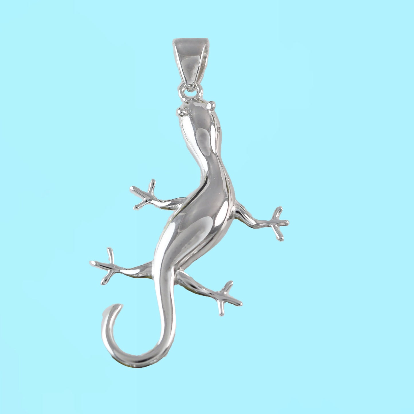 Hawaiian X-Large Gecko Pendant, Sterling Silver Gecko Lizard Pendant, Hawaiian Jewelry, Christmas Mom Anniversary Birthday Gift