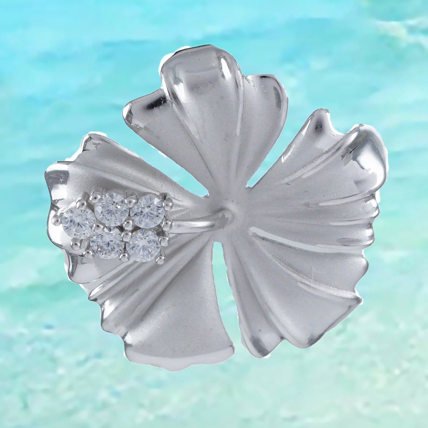 Hawaiian Large Hibiscus Pendant, Sterling Silver Hibiscus CZ Pendant, Hawaiian Jewelry, Christmas Present, Anniversary Birthday Gift