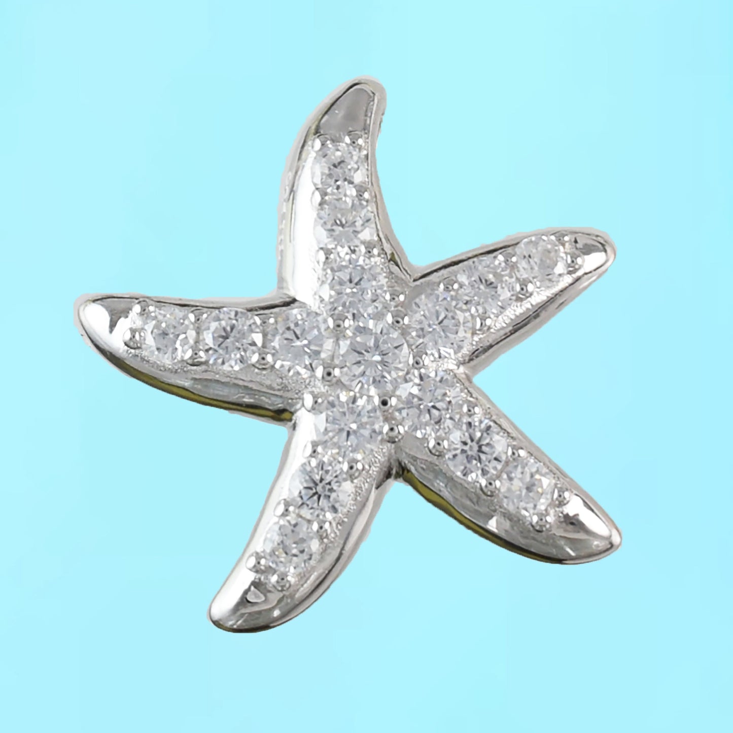 Hawaiian Large Starfish Pendant, Sterling Silver Star Fish CZ Pendant, Hawaiian Jewelry, Christmas Anniversary Mom Birthday Gift