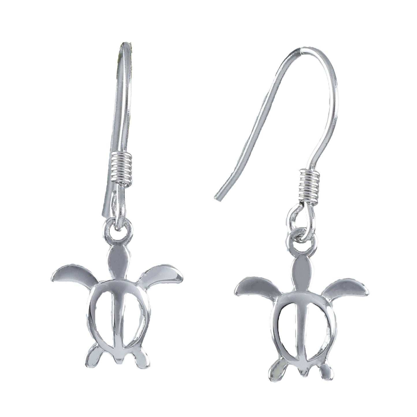 Hawaiian Small Sea Turtle Earrings, Sterling Silver Turtle Petroglyph Dangle Earrings, Hawaiian Jewelry, Christmas Mom Birthday Gift