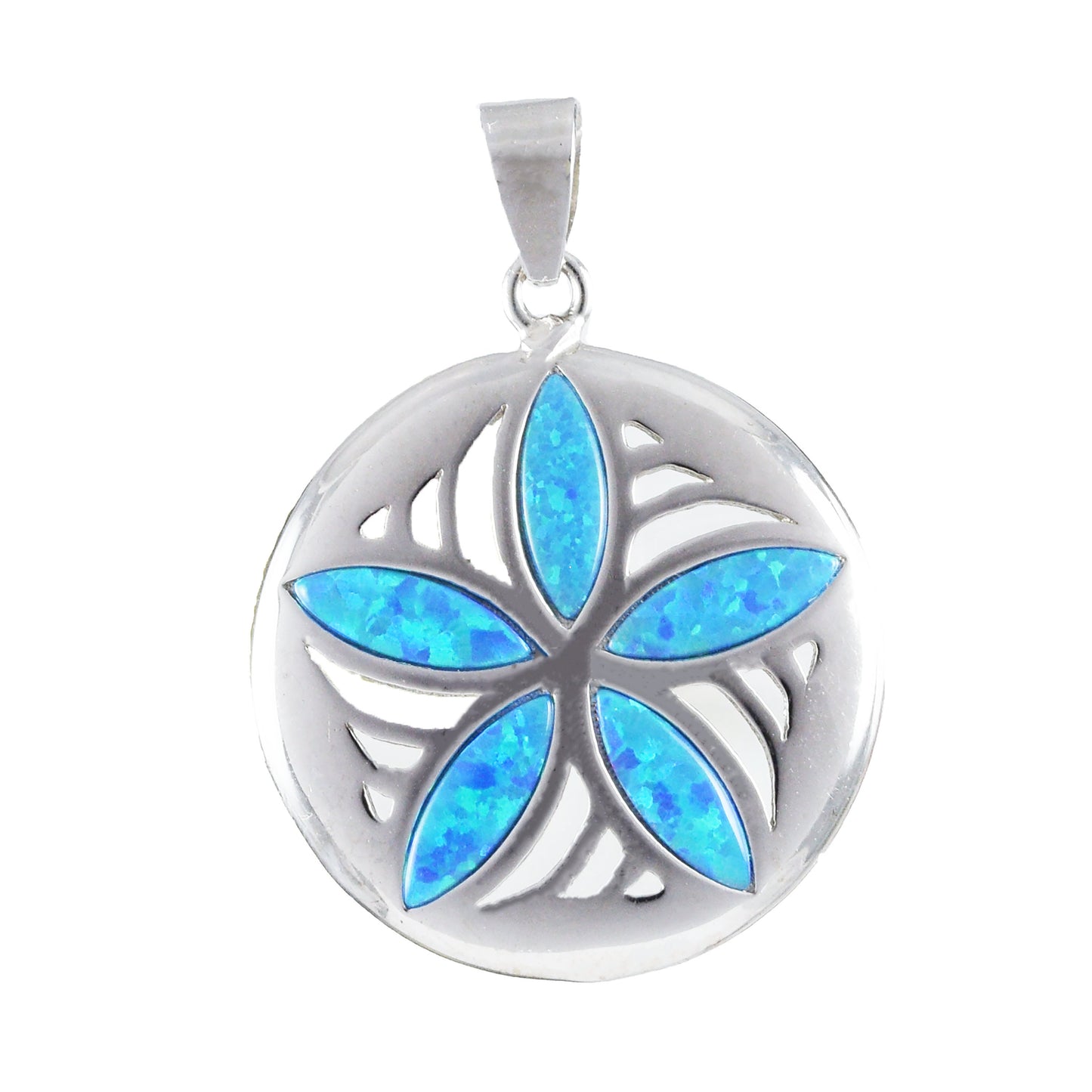 Hawaiian Blue Opal Sand Dollar Pendant, Sterling Silver Sand Dollar Pendant, Christmas Anniversary Birthday Gift