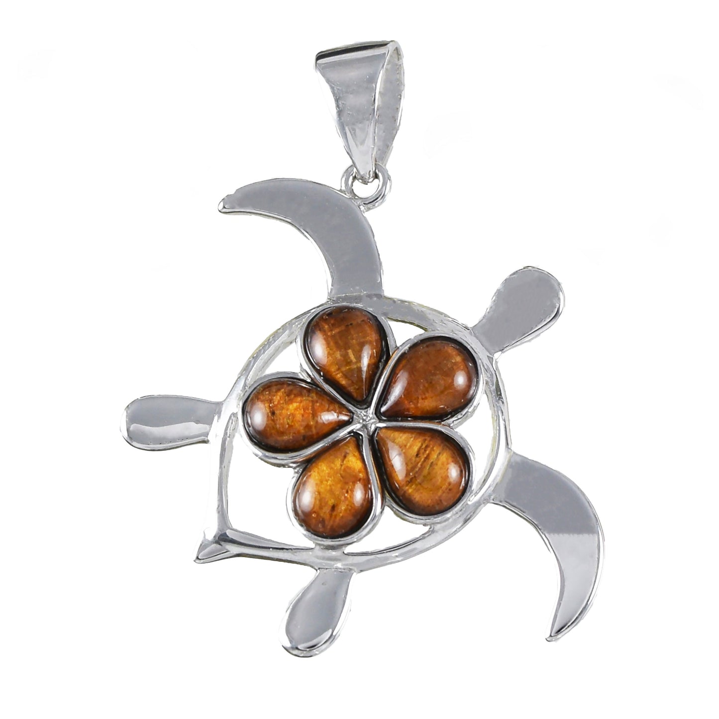 Hawaiian X-Large Genuine Koa Wood Plumeria Sea Turtle Pendant, Sterling Silver Koa Wood Inlay Sea Turtle Pendant, Christmas Birthday Gift