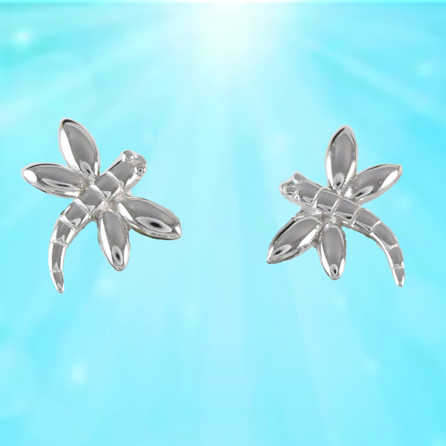 Hawaiian Dragonfly Earrings, Sterling Silver Dragonfly Stud Earrings, Hawaiian Jewelry Christmas Anniversary Gift Birthday Gift