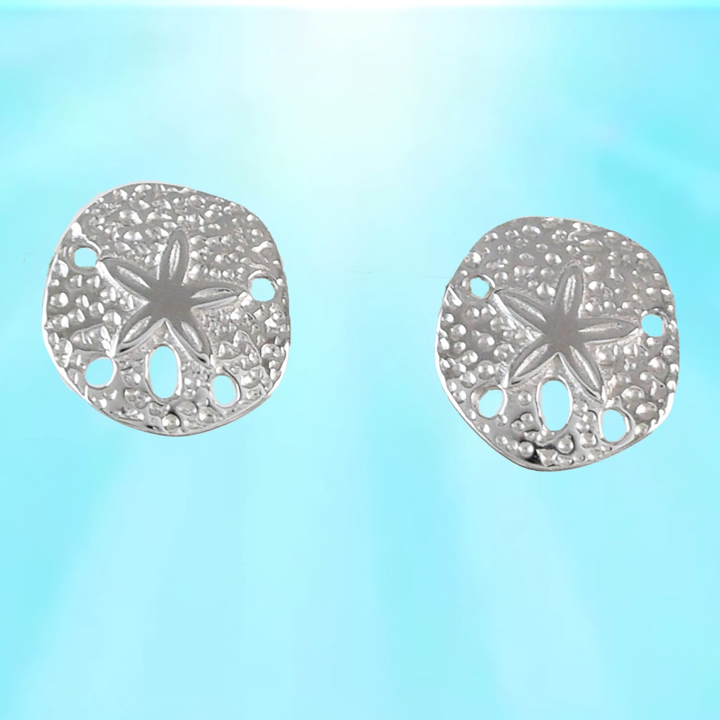 Hawaiian Sand Dollar Earrings, Sterling Silver Sand Dollar Stud Earrings, Hawaiian Jewelry, Christmas Mom Birthday Gift
