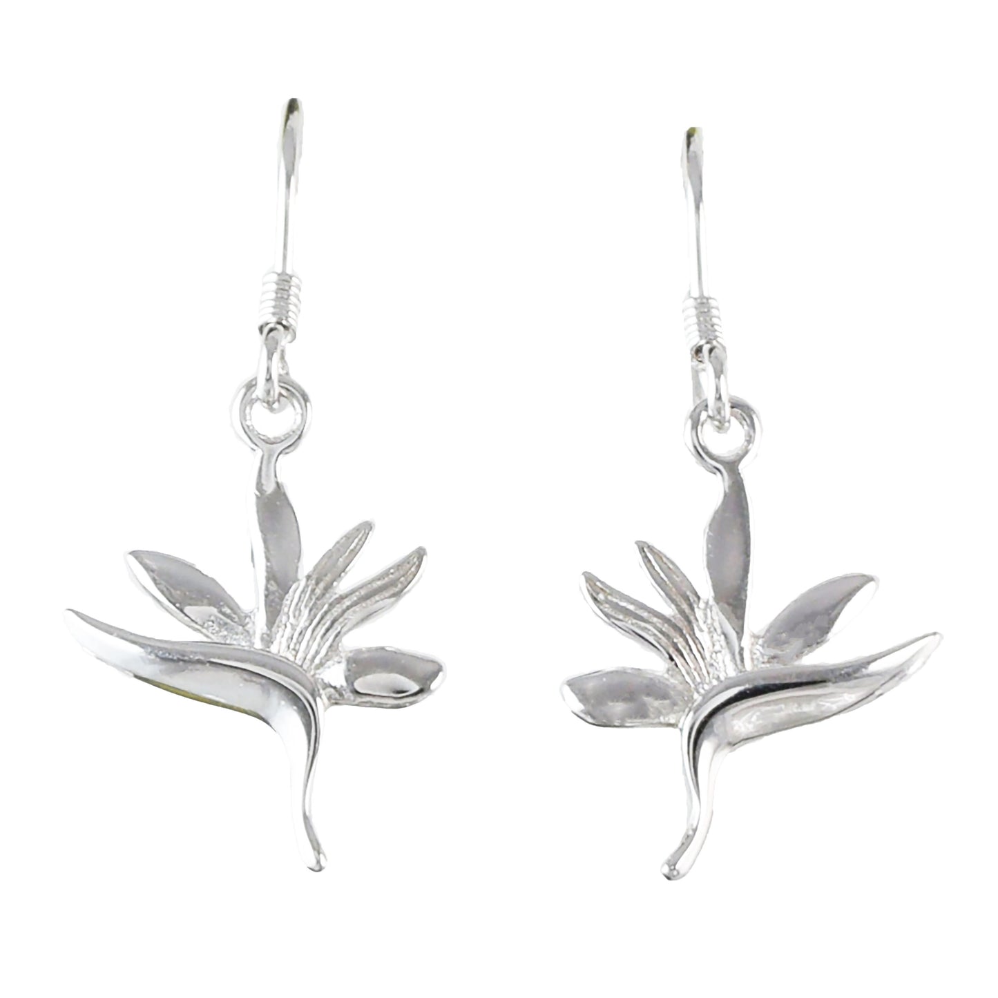 Hawaiian Bird of Paradise Earrings, Sterling Silver Bird of Paradise Dangle Earrings, Christmas Anniversary Birthday Mom Gift