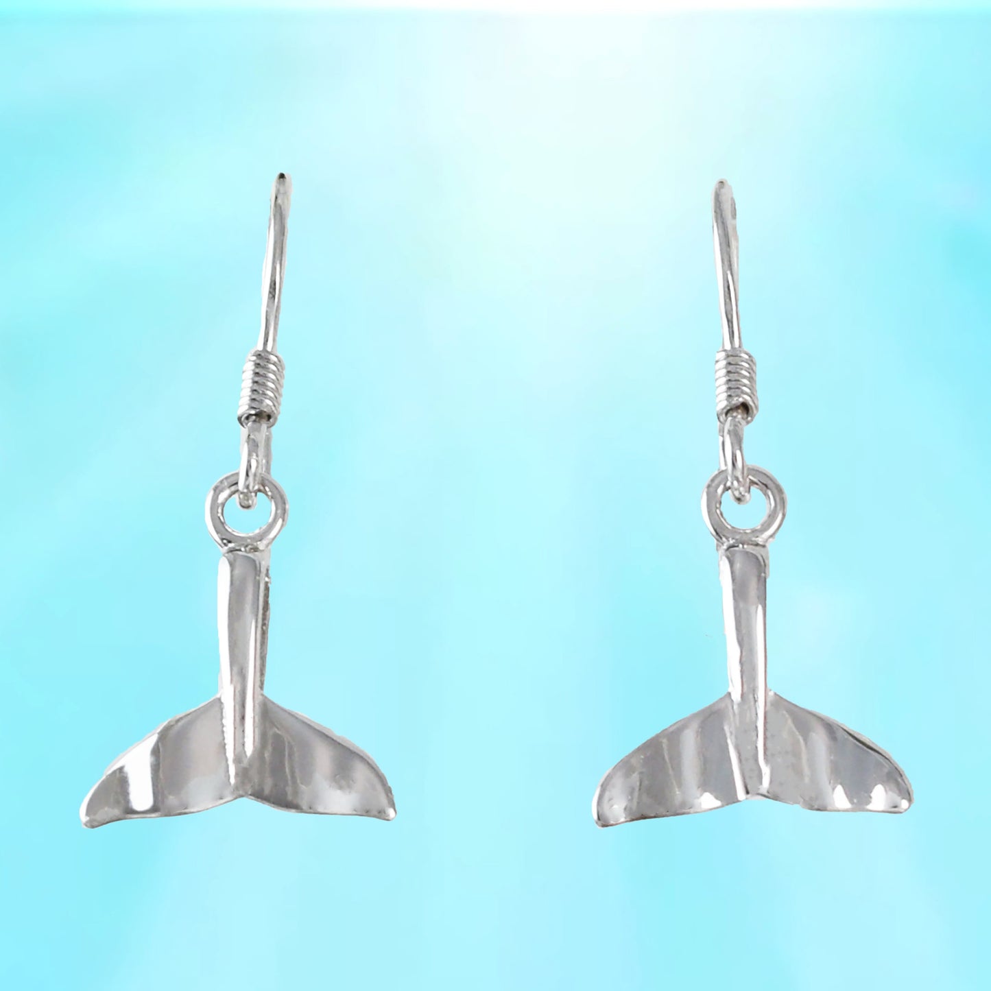 Hawaiian Dolphin Tail Earrings, Sterling Silver Dolphin Tail Dangle Earrings, Hawaiian Jewelry, Christmas Mom Birthday Gift