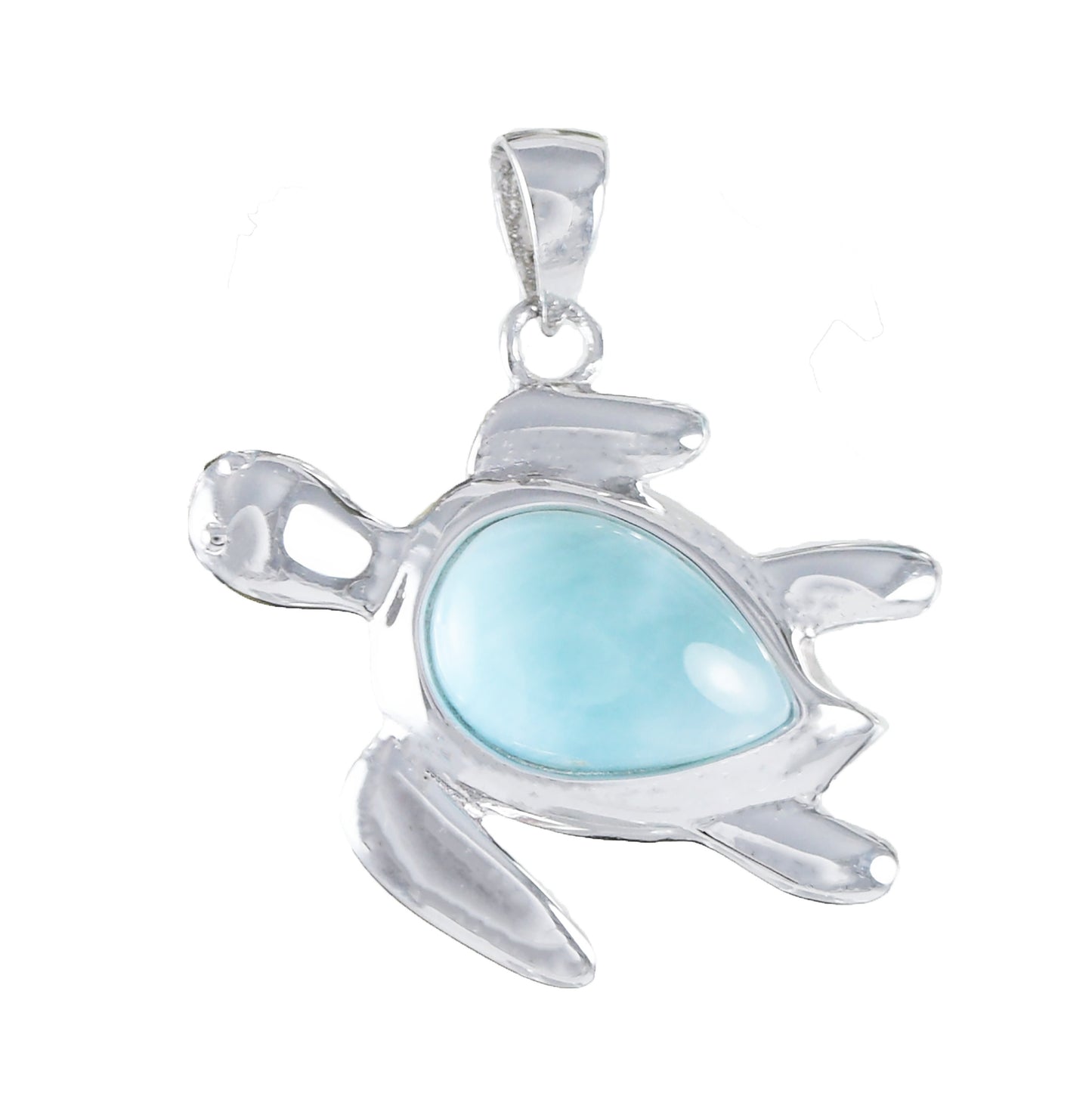 Hawaiian Genuine Larimar Sea Turtle Pendant, Sterling Silver Larimar Sea Turtle Pendant, Christmas Birthday Gift