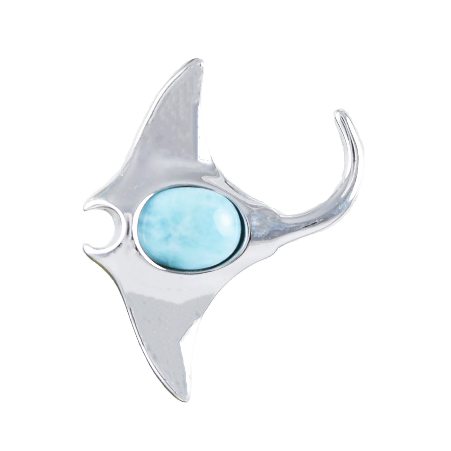 Hawaiian Genuine Larimar Manta Ray Pendant, Sterling Silver Larimar Manta Ray Pendant, Christmas Anniversary Birthday Mom Gift