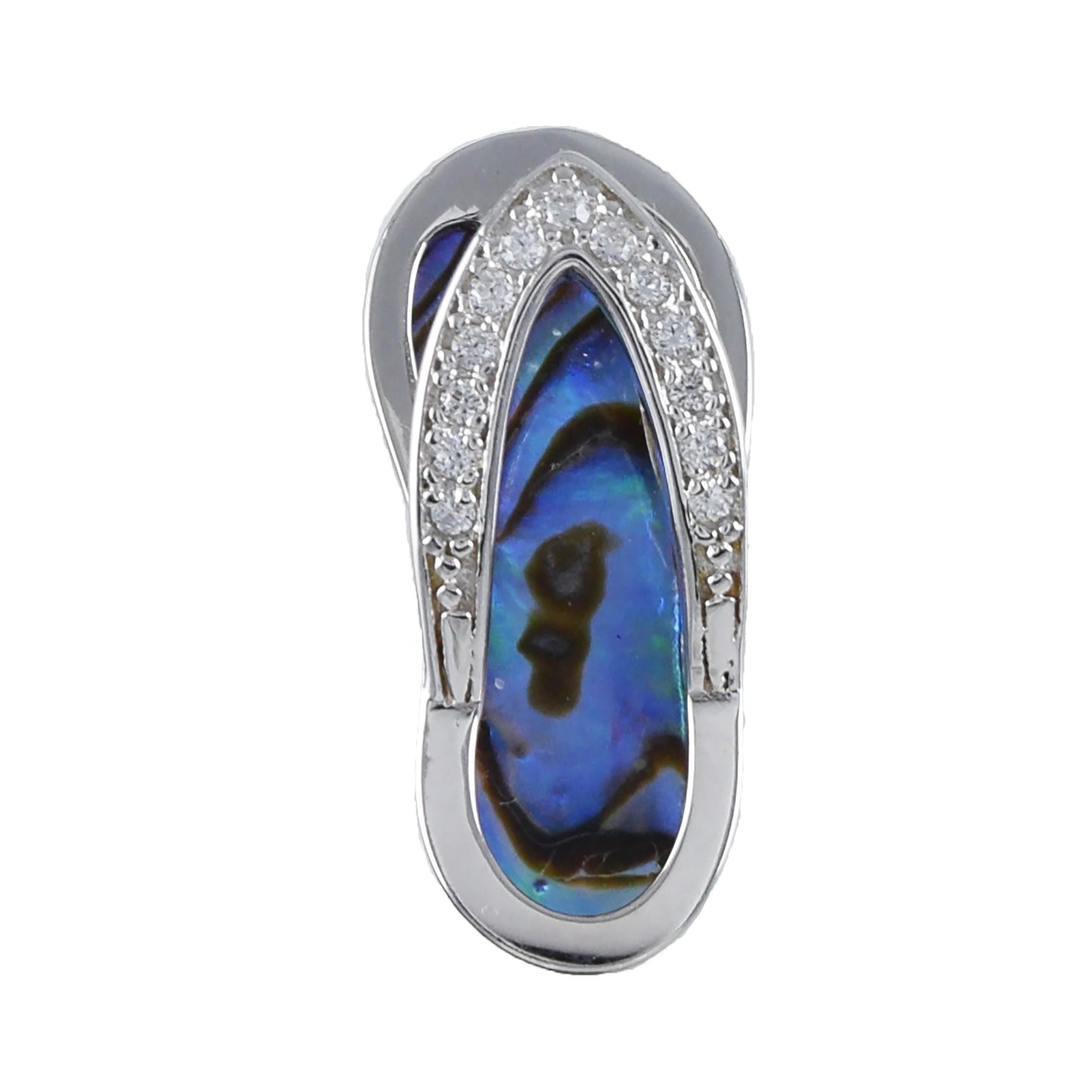 Hawaiian Large Genuine Paua Shell Slipper Pendant, Sterling Silver Abalone MOP Sandal Charm Pendant, Christmas Birthday Mom Gift