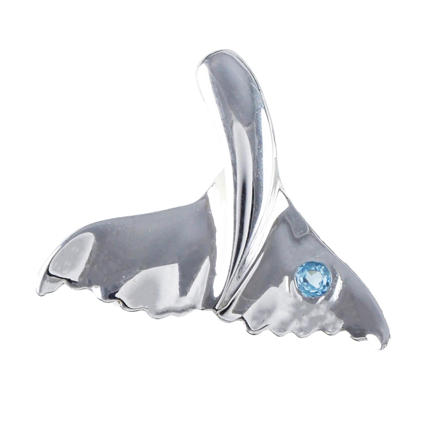 Hawaiian Genuine Blue Topaz Whale Tail Pendant, Sterling Silver Whale Tail Pendant, Christmas Anniversary Mom Birthday Gift