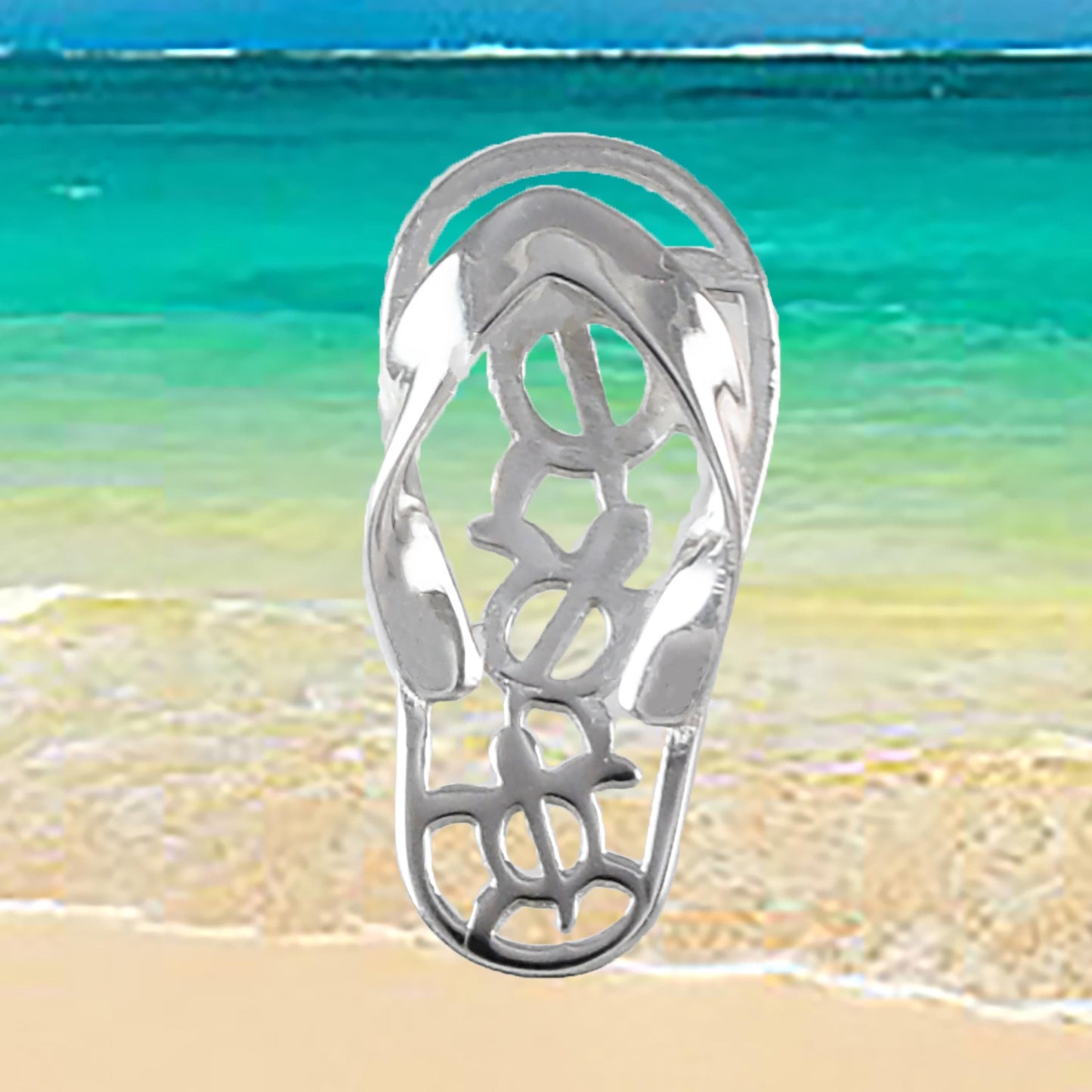 Hawaiian Sea Turtle Family Slipper Pendant, Sterling Silver 3 Turtle Sandal Charm Pendant, Christmas Birthday Mom Gift