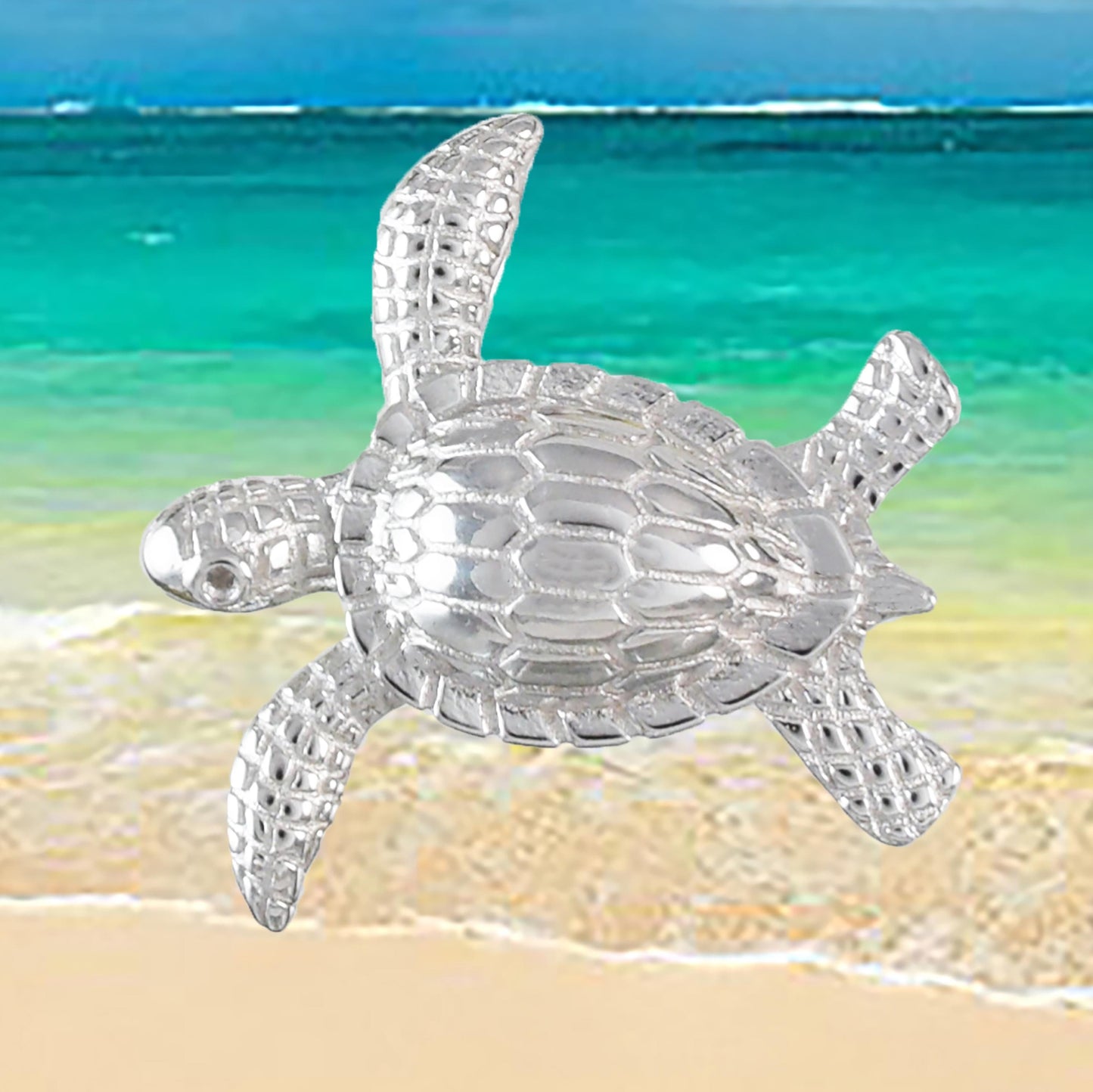 Hawaiian Sea Turtle Pendant, Sterling Silver Sea Turtle Pendant, Hawaiian Jewelry Christmas Present, Anniversary Gift Birthday Gift