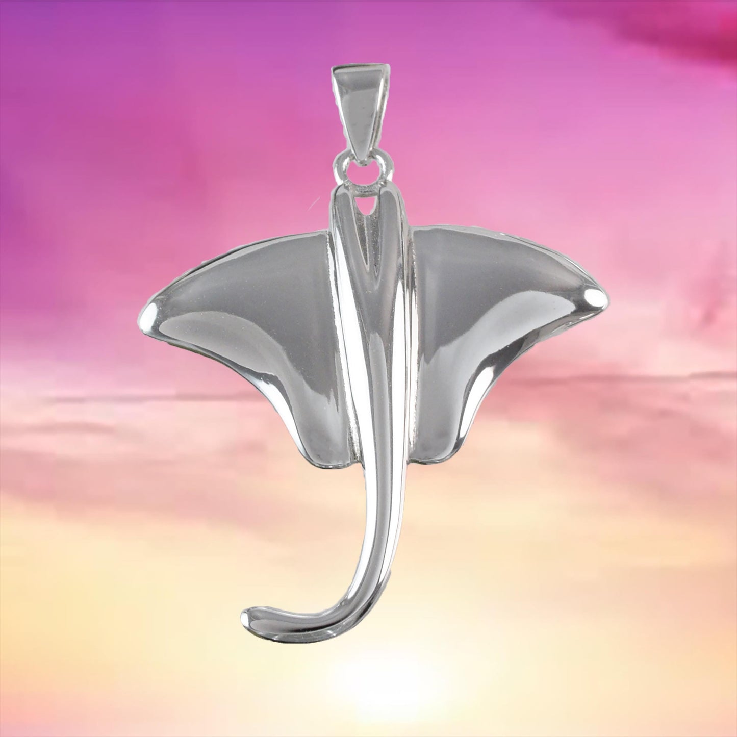 Sting Ray Pendant, Sterling Silver Hawaiian Stingray Pendant, N6109 Birthday Anniversary Mom Mother Wife Valentine Gift