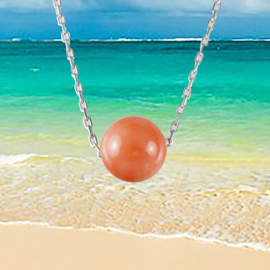 Genuine Pink Coral Round Cut Necklace in Adjustable Sterling Silver Chain, N9501 -  Hawaii Treasures Shop