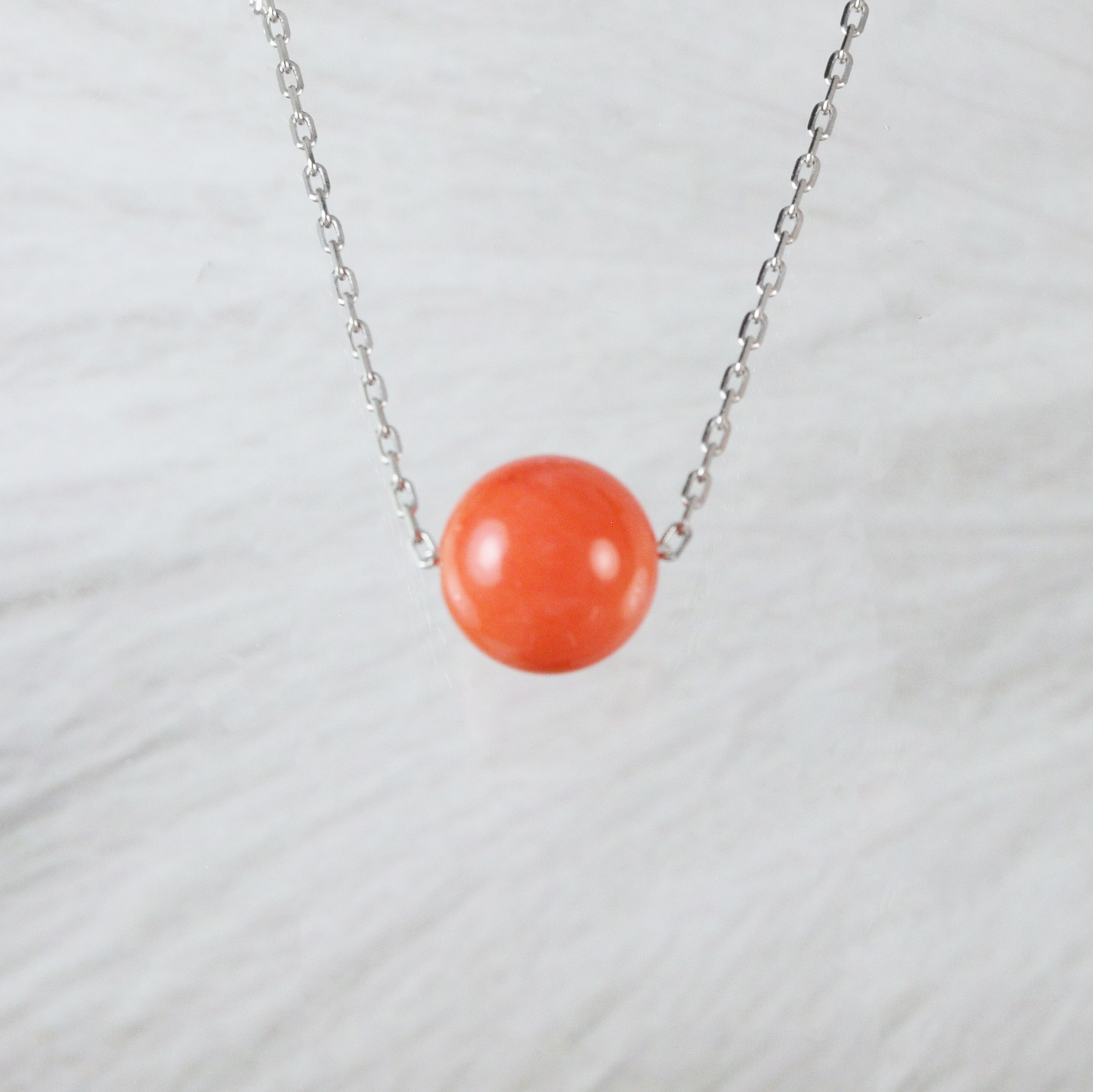 Genuine Pink Coral Round Cut Necklace in Adjustable Sterling Silver Chain, N9501 -  Hawaii Treasures Shop
