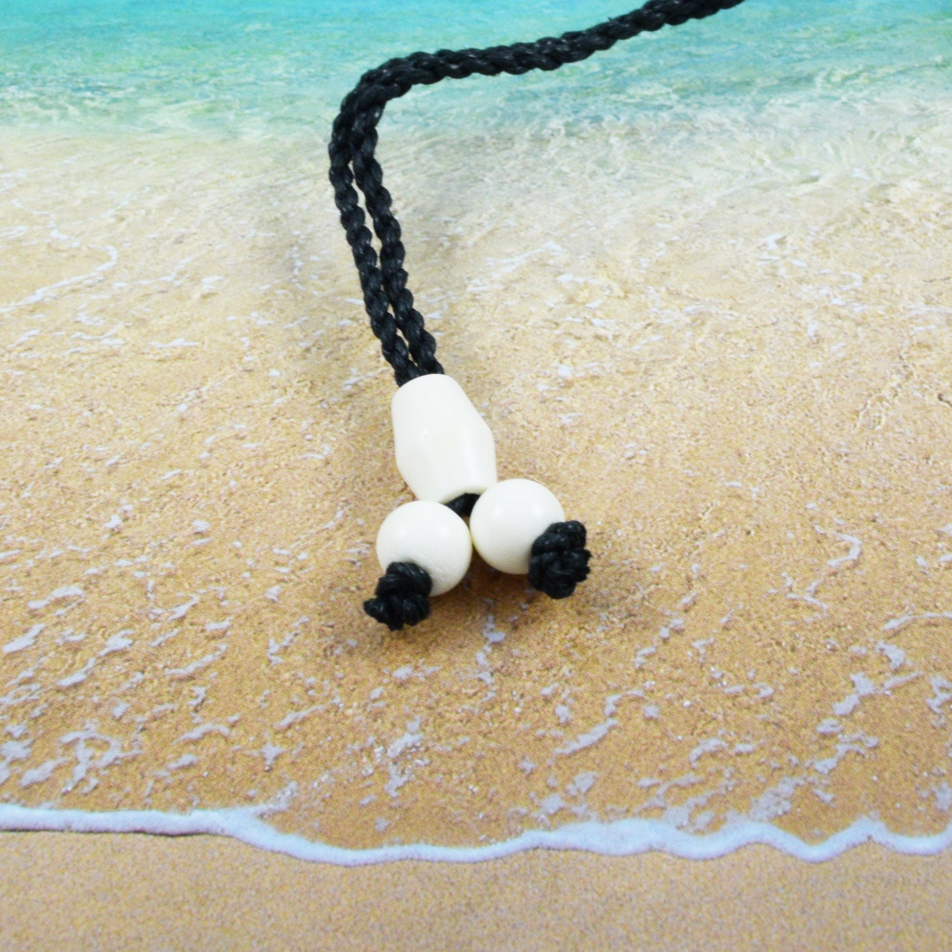 Hand Carved Buffalo Bone Black Cord Fish Hook Necklace, N9435 -Paradise Treasures Jewelry