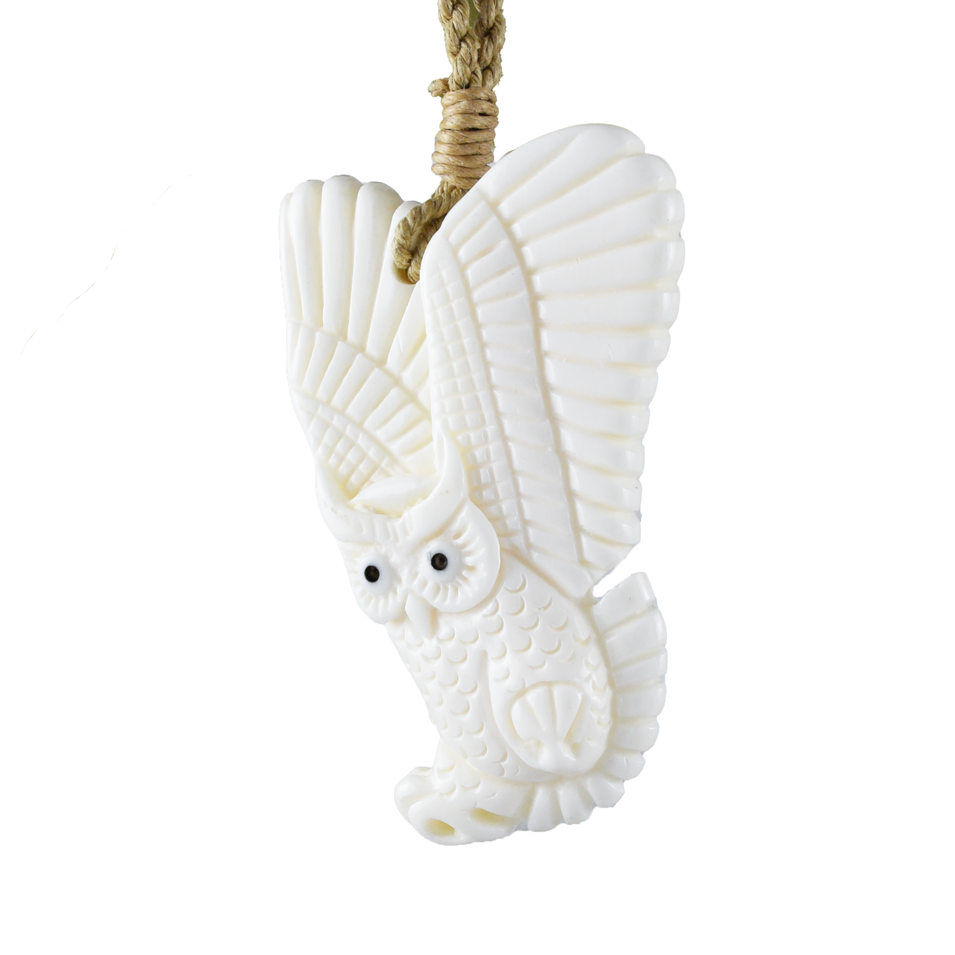 Hand Carved Buffalo Bone Owl Necklace, N9128 -Paradise Treasures Jewelry