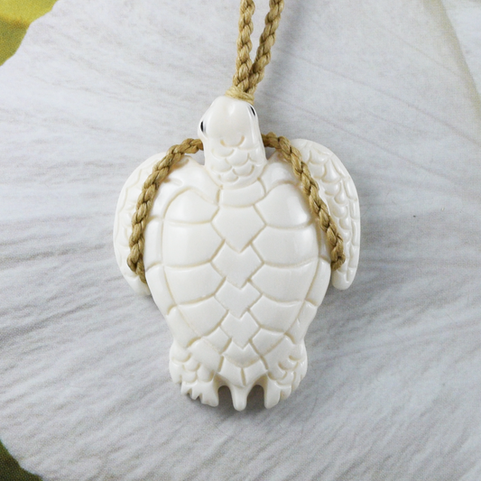 Hand Carved Buffalo Bone Sea Turtle Necklace, N9407 -Paradise Treasures Jewelry