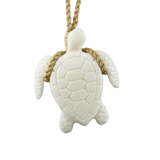 Hand Carved Buffalo Bone Sea Turtle Necklace, N9409 -Paradise Treasures Jewelry