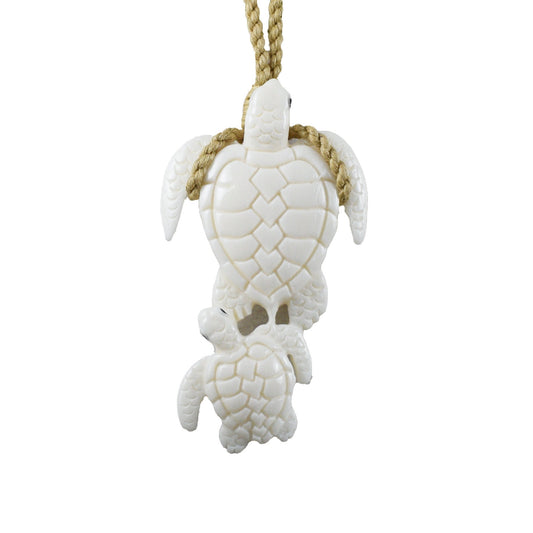 Hand Carved Buffalo Bone Sea Turtle Necklace, N9411 -Paradise Treasures Jewelry