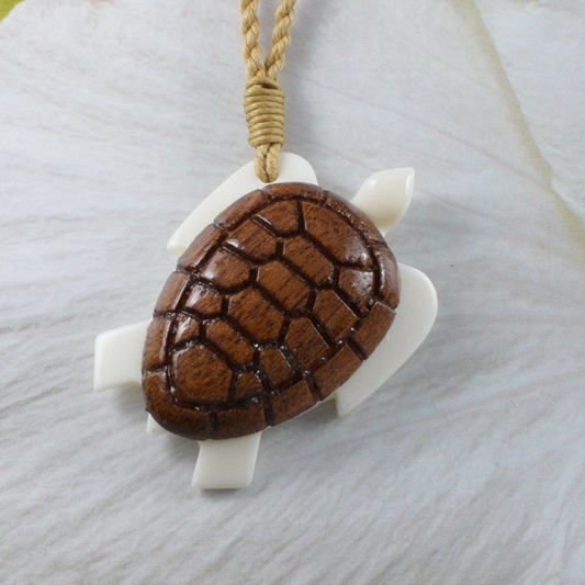Hand Carved Buffalo Bone Sea Turtle Necklace, N9412 -Paradise Treasures Jewelry