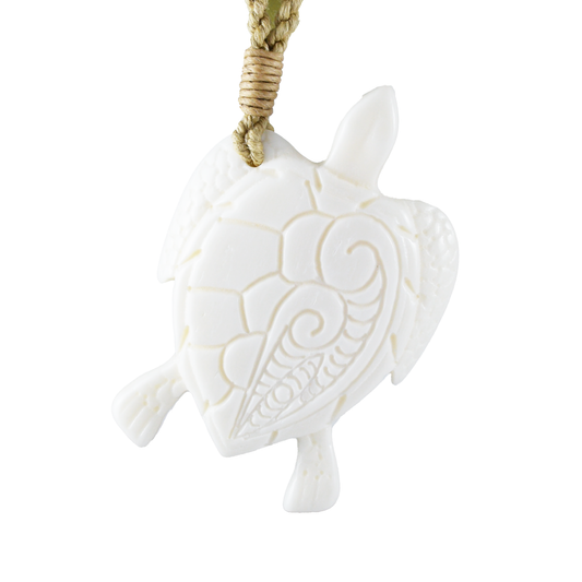Hand Carved Buffalo Bone Wave Sea Turtle Necklace, N9124 -Paradise Treasures Jewelry