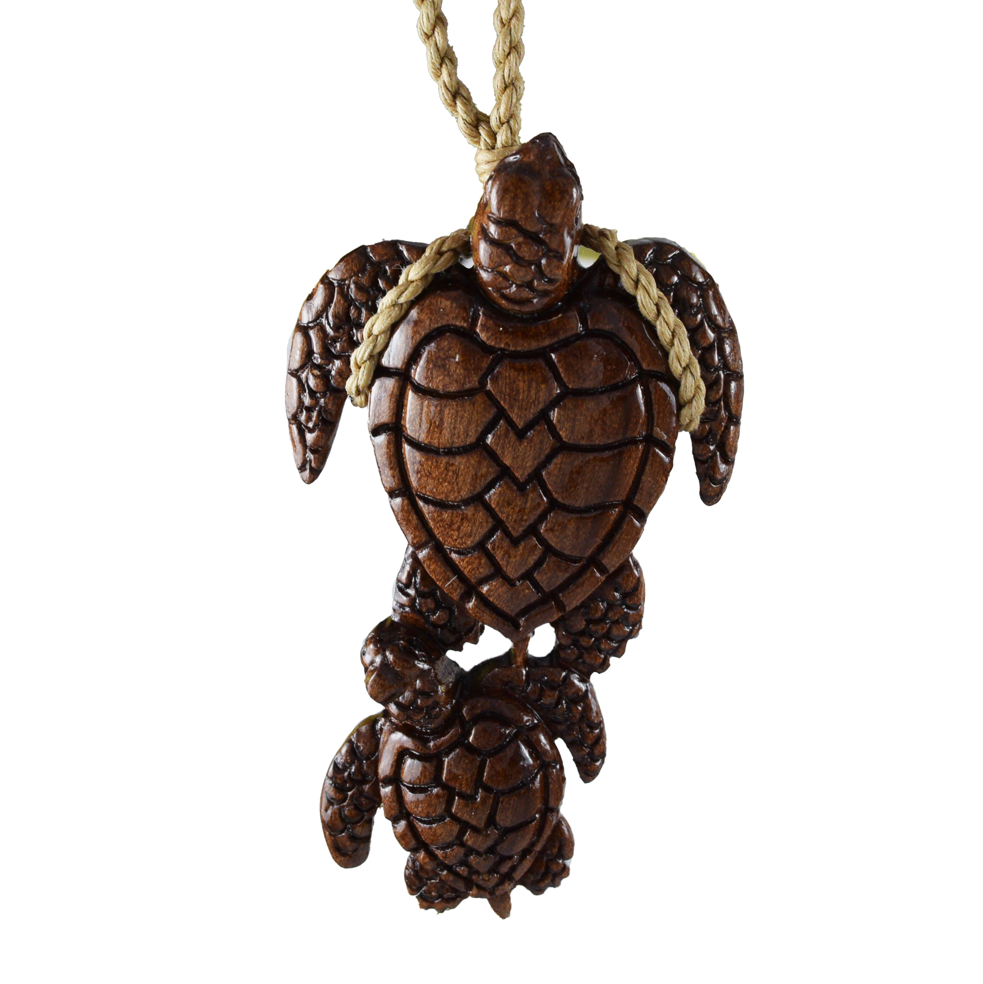 Hand Carved Genuine Koa Wood Turtle Necklace, N9110 - Paradise Treasures Jewelry