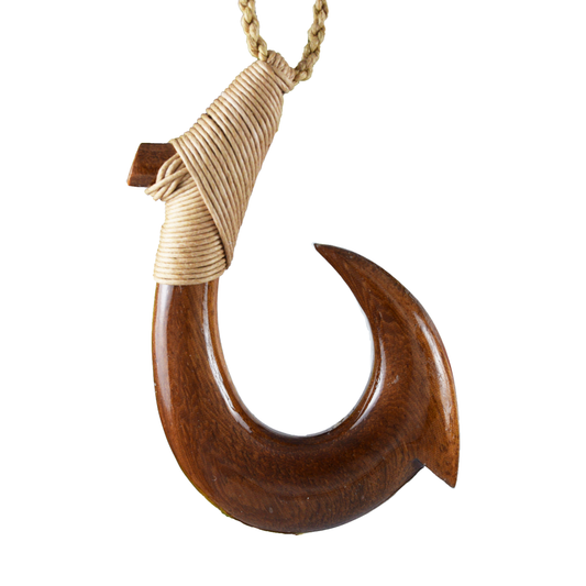 Hand Carved Koa Wood Fish Hook Necklace, N9134 -Paradise Treasures Jewelry