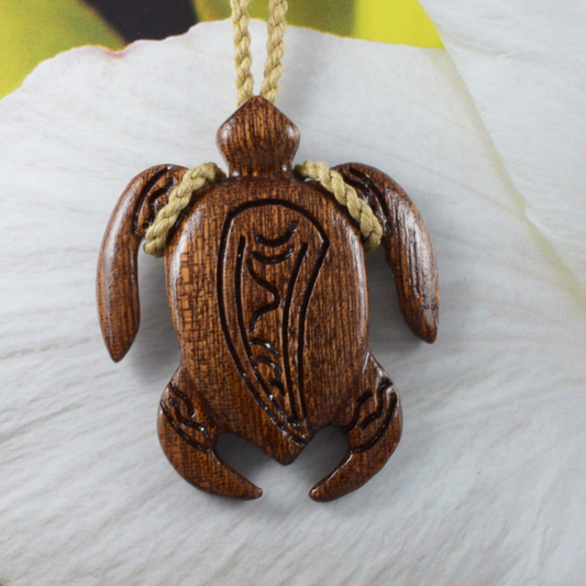 Hand Carved Koa Wood Sea Turtle Necklace, N9410 -Paradise Treasures Jewelry