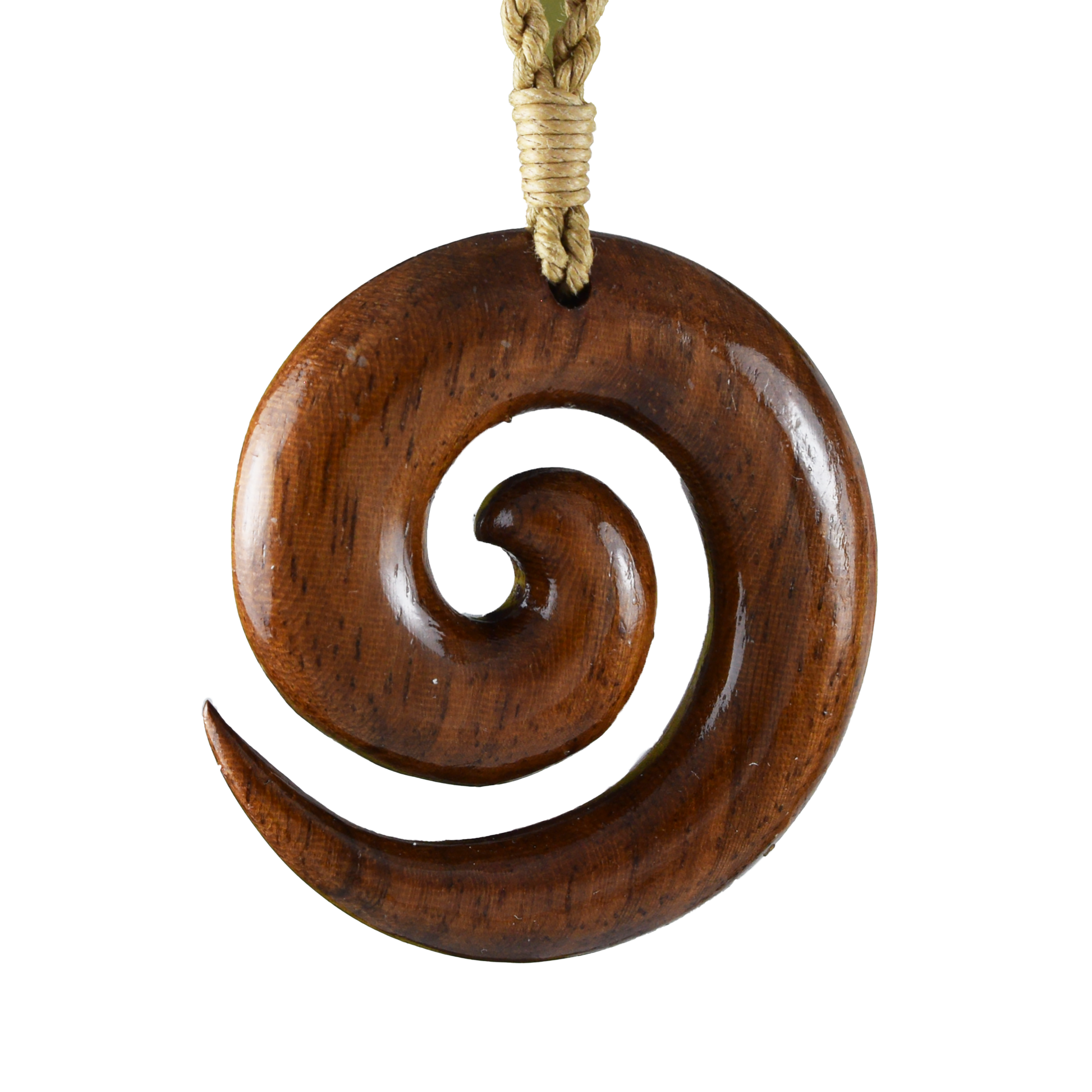 Hand Carved Koa Wood Wave Necklace, N9121 - Paradise Treasures Jewelry