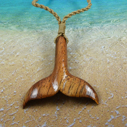 Hand Carved Koa Wood Whale Tail Necklace, N9119 - Paradise Treasures Jewelry