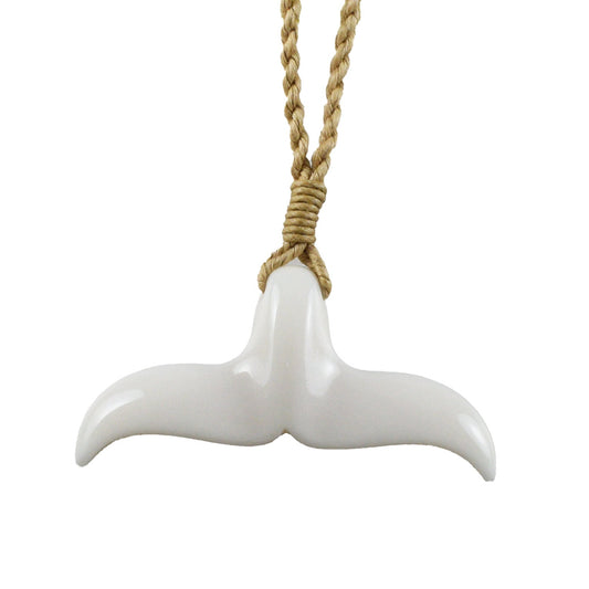 Hawaiian Hand Carved Buffalo Bone Whale Tail Necklace, N9427 -Paradise Treasures Jewelry