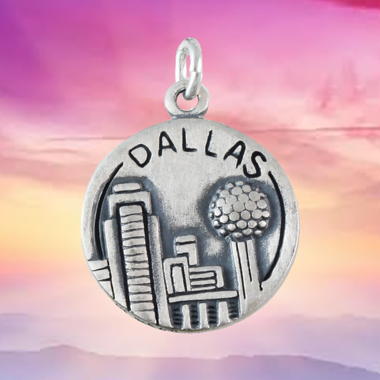 Texas Dallas Pendant, Sterling Silver Texas Dallas Charm Pendant, N9438 Birthday Mother Gift, Texan Jewelry