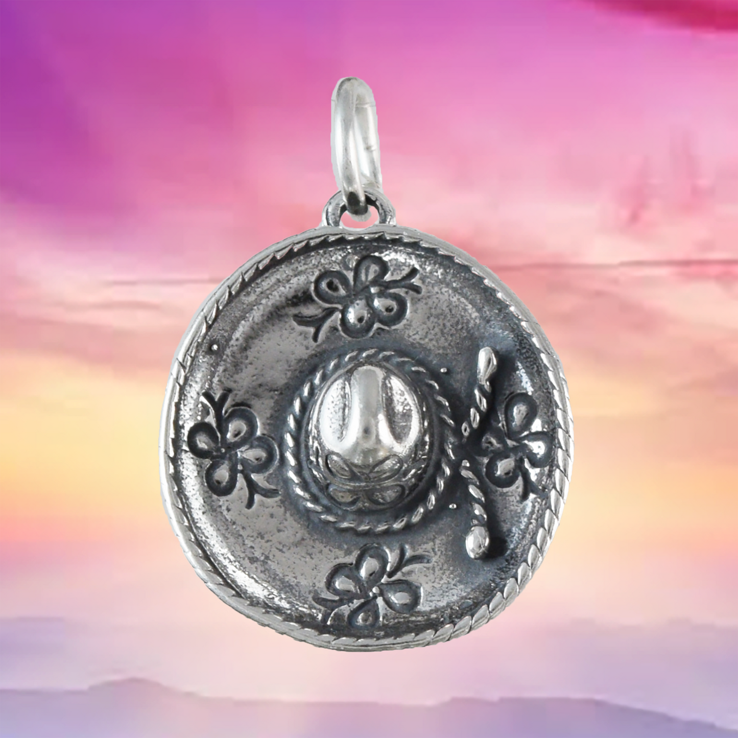 Texan 3D Cowboy Hat Pendant, Sterling Silver Cowboy Hat Charm Pendant, N9439 Birthday Mother Wife Mom Gift