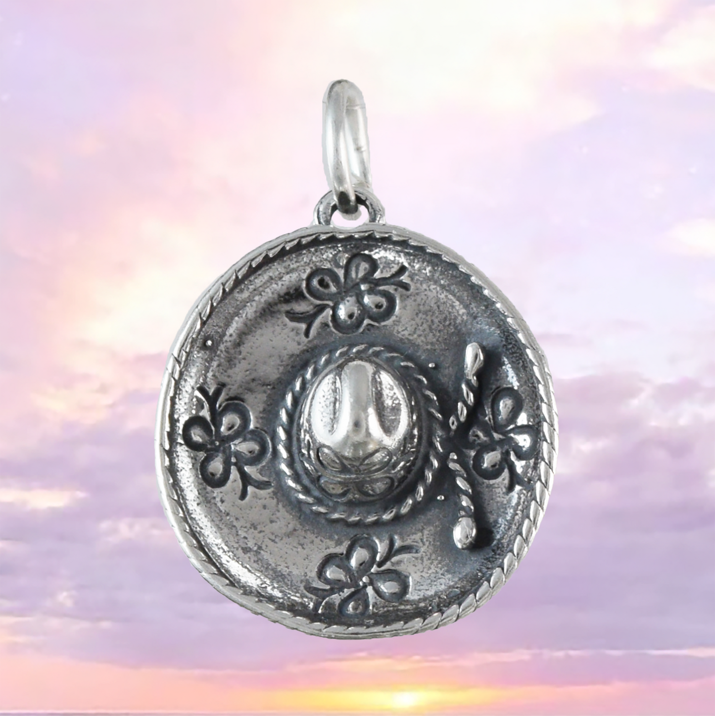 Texan 3D Cowboy Hat Pendant, Sterling Silver Cowboy Hat Charm Pendant, N9439 Birthday Mother Wife Mom Gift