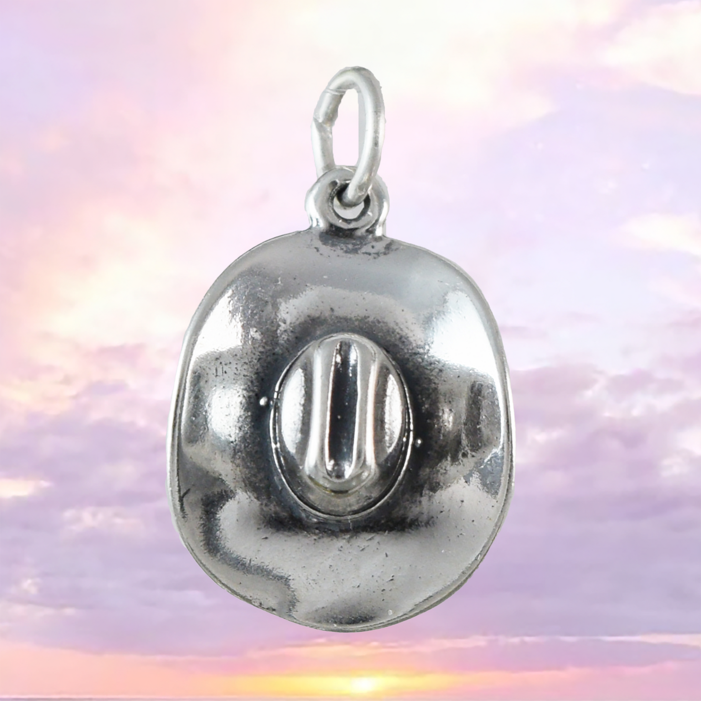 Texan 3D Cowboy Hat Pendant, Sterling Silver Cowboy Hat Charm Pendant, N9440 Birthday Mother Mom Gift