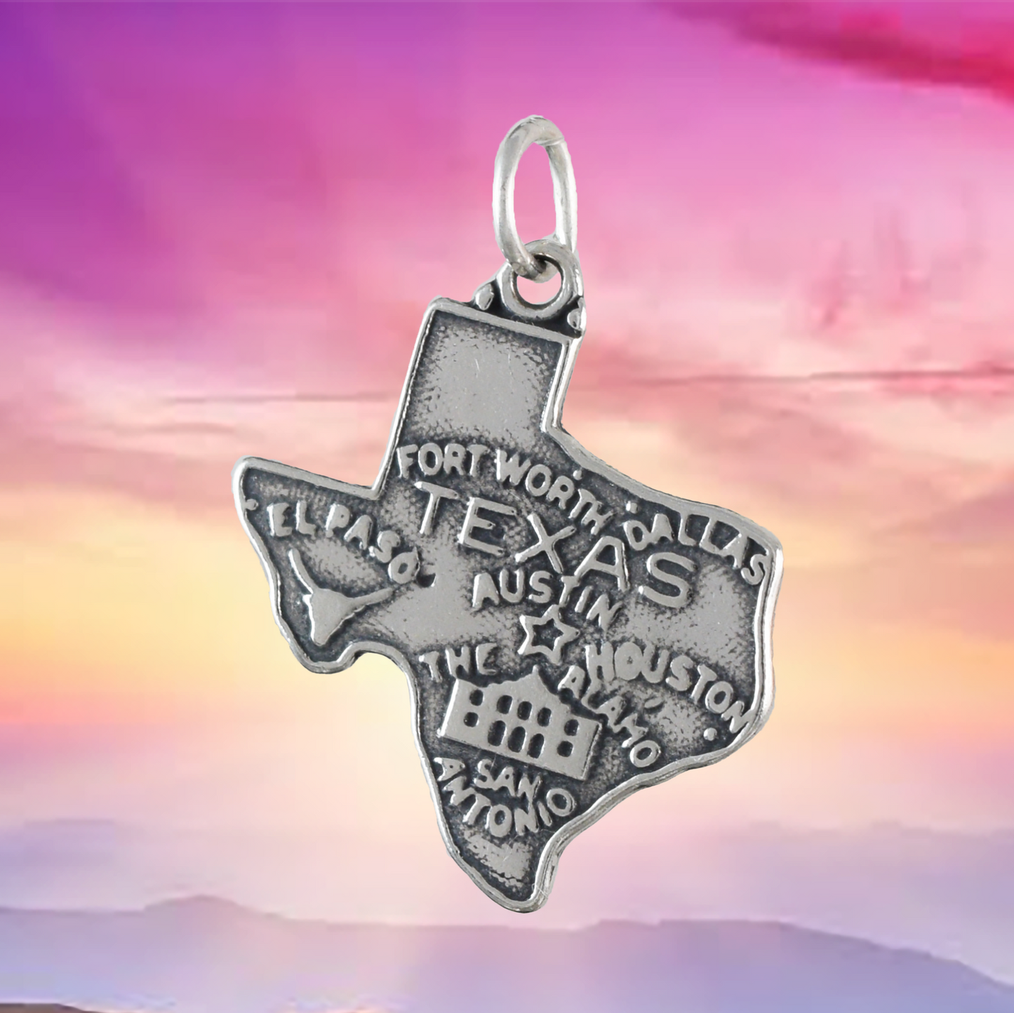 Texas State Map Pendant, Sterling Silver Texas State Charm Pendant, N9441 Birthday Mother Wife Mom Gift, Texan Jewelry